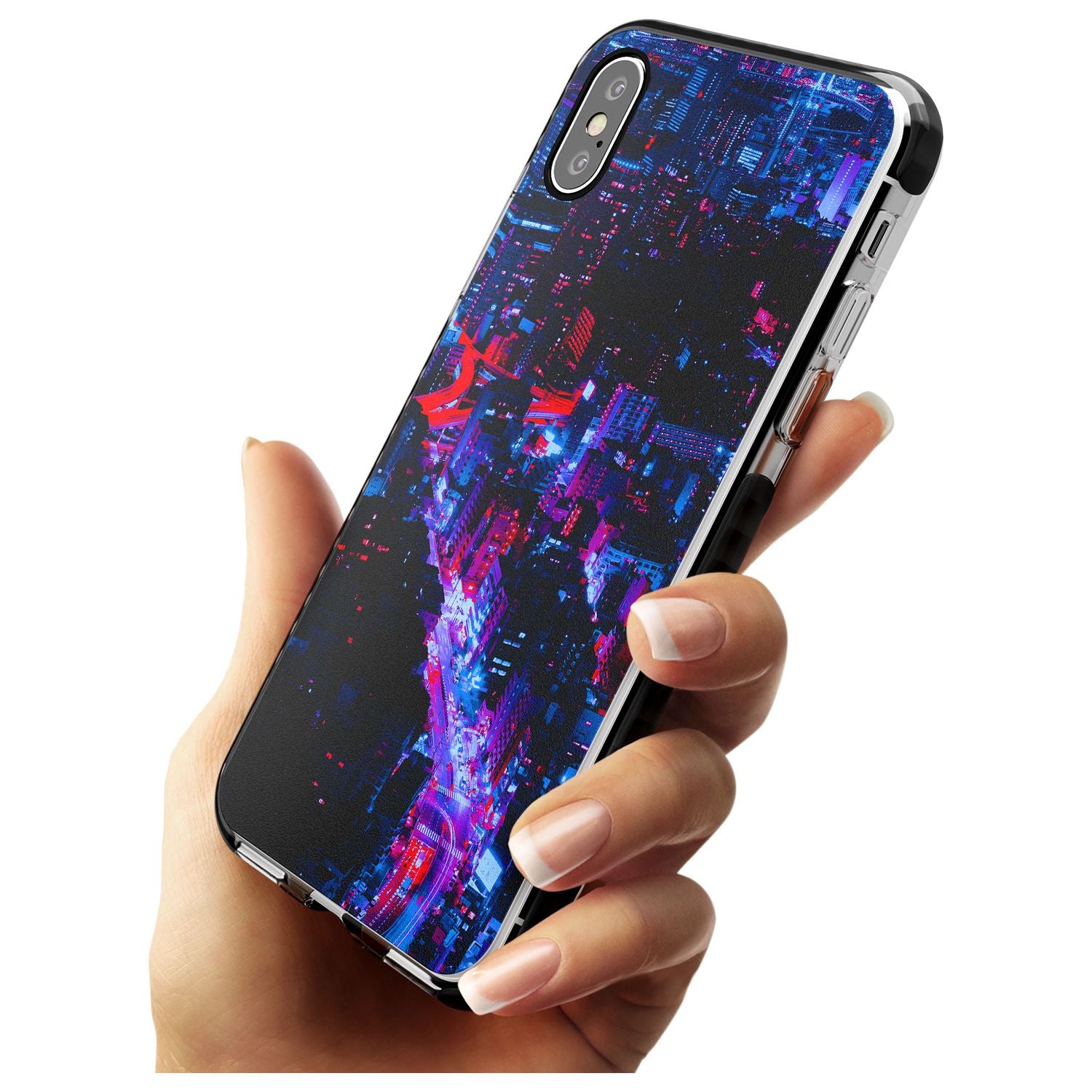 Arial City View - Neon Cities Photographs Black Impact Phone Case for iPhone X XS Max XR