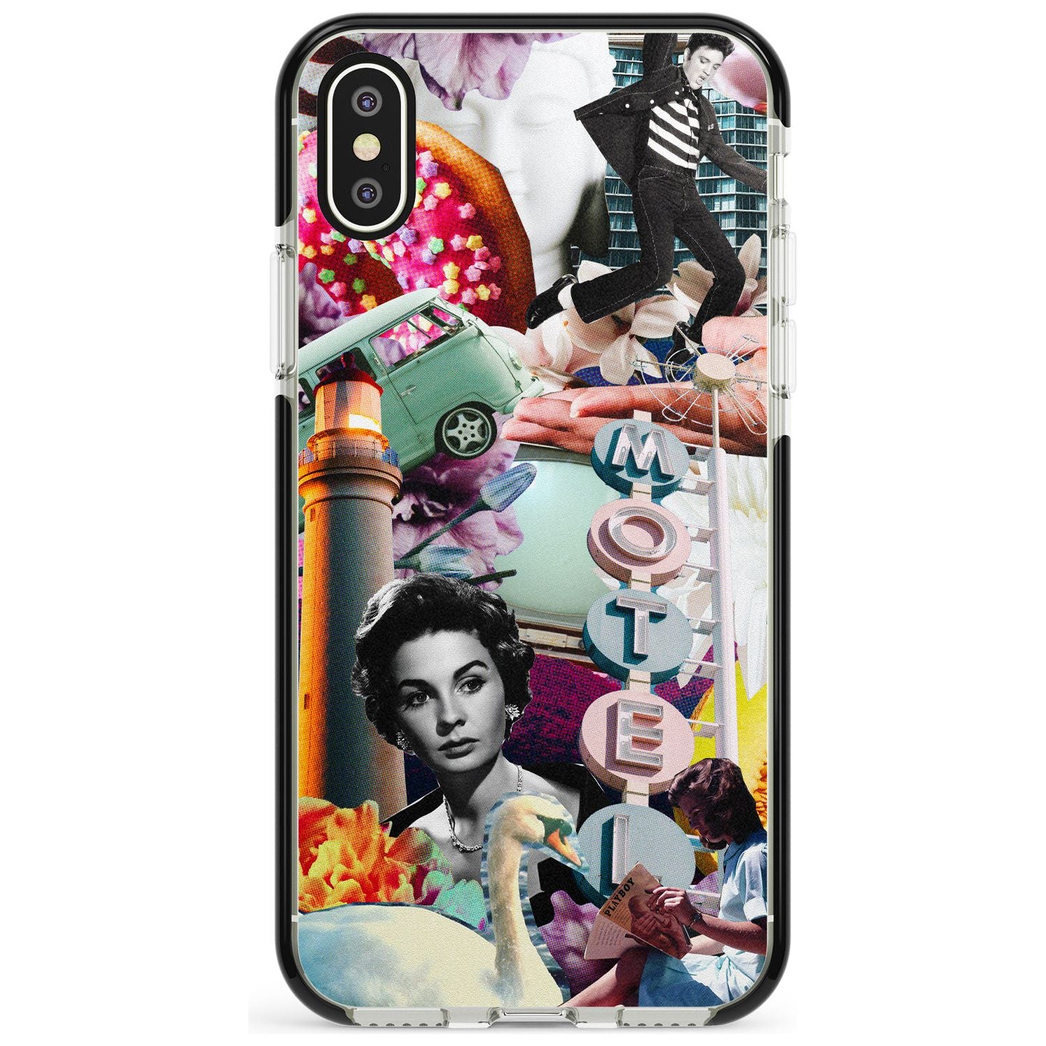 Vintage Collage: Retro Motel Black Impact Phone Case for iPhone X XS Max XR