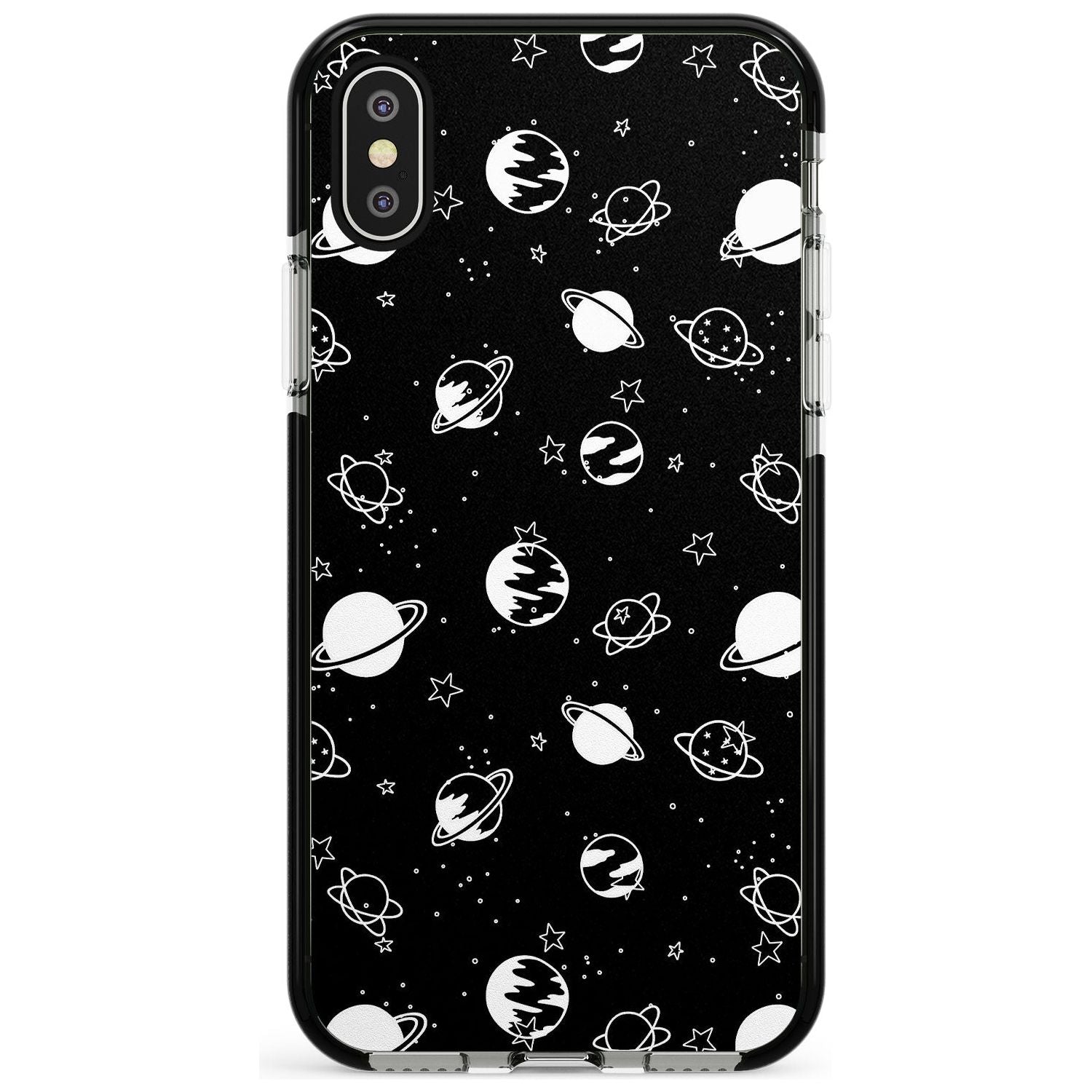 White Planets on Black Pink Fade Impact Phone Case for iPhone X XS Max XR