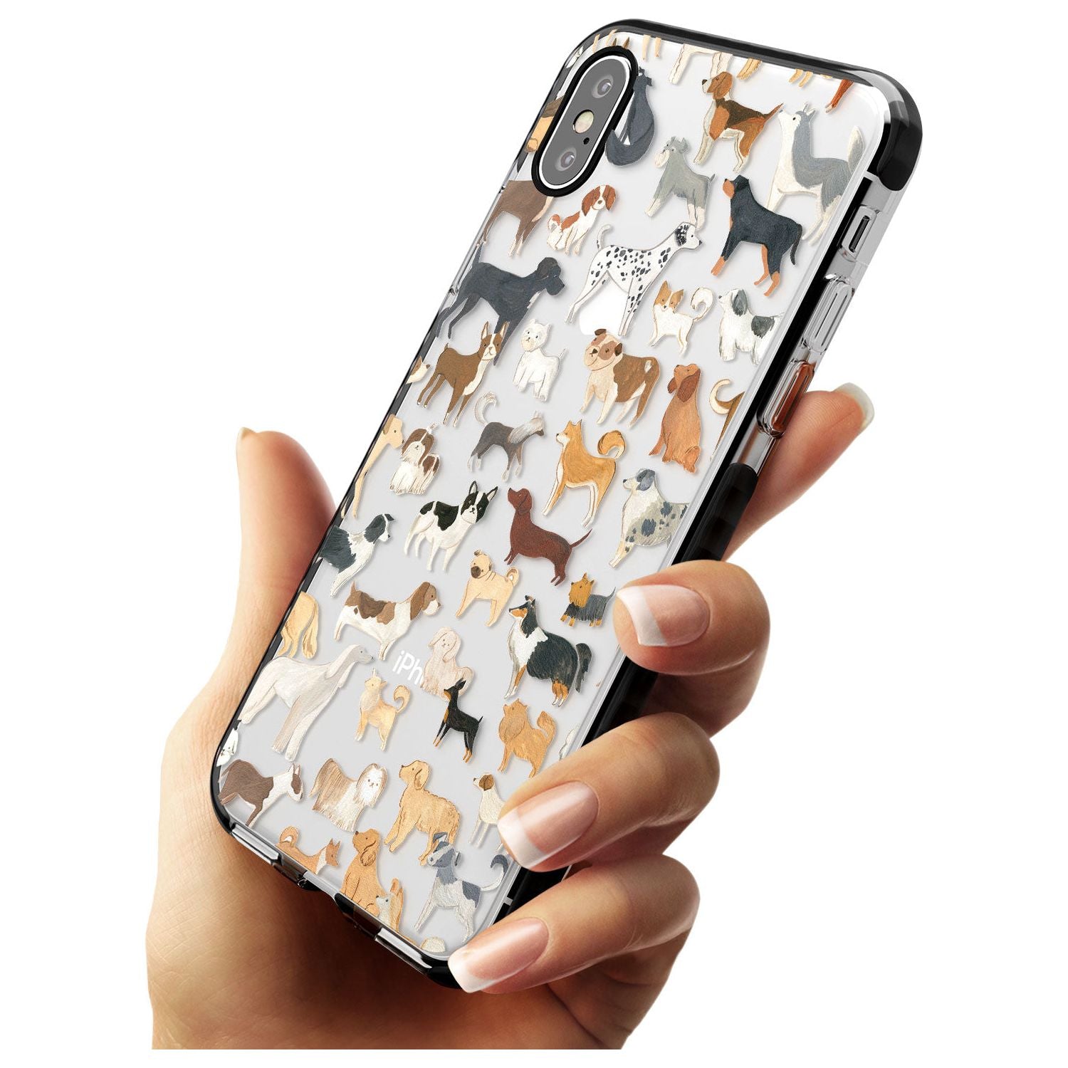 Hand Painted Dogs Black Impact Phone Case for iPhone X XS Max XR