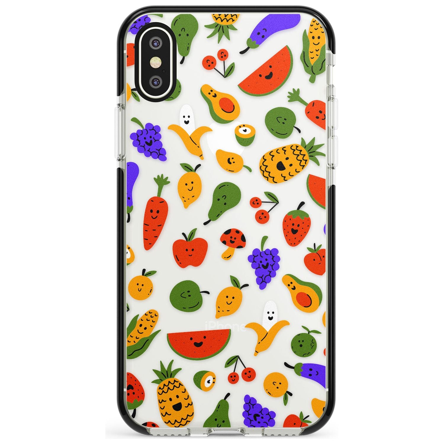 Mixed Kawaii Food Icons - Clear iPhone Case Black Impact Phone Case Warehouse X XS Max XR