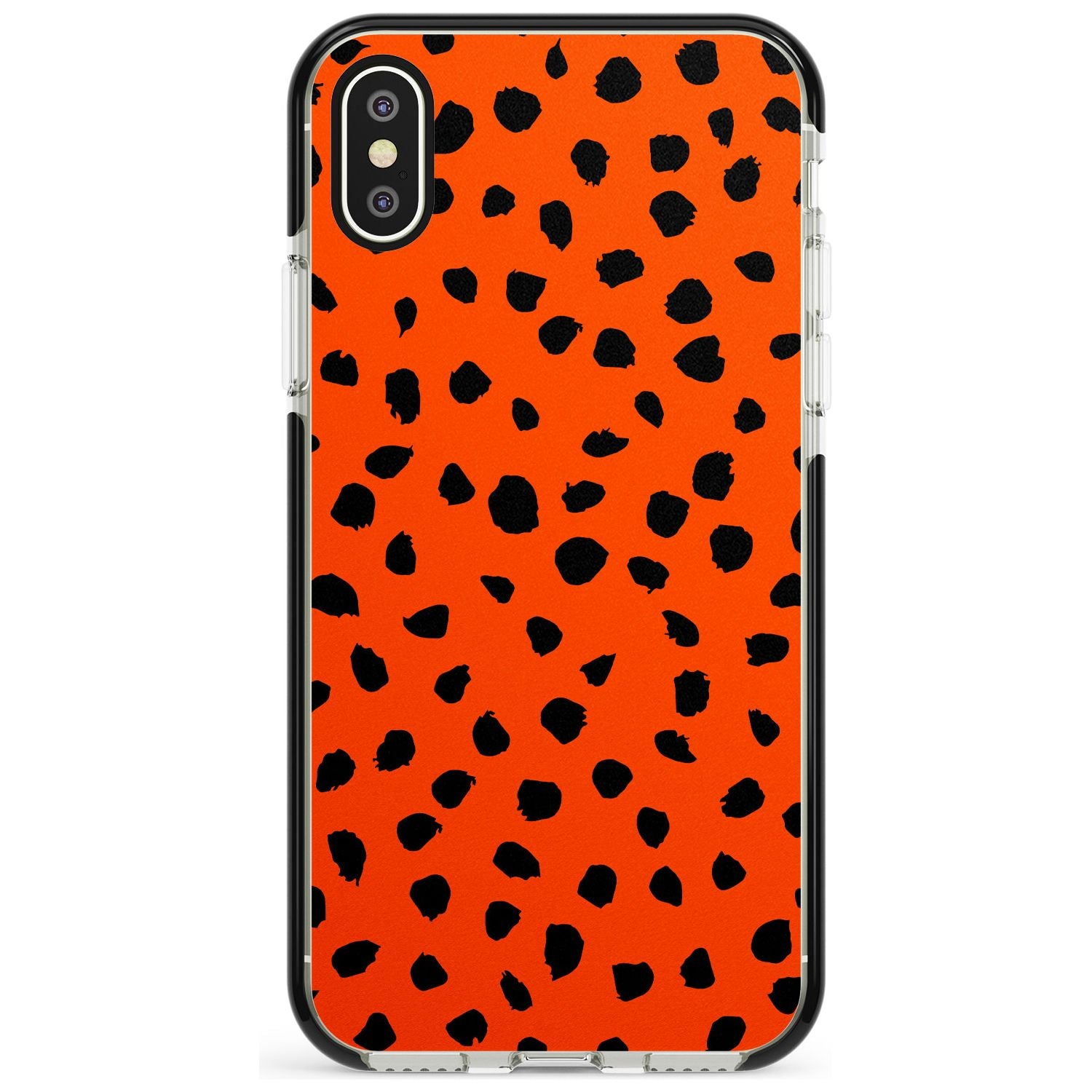 Black & Bright Red Dalmatian Polka Dot Spots Black Impact Phone Case for iPhone X XS Max XR