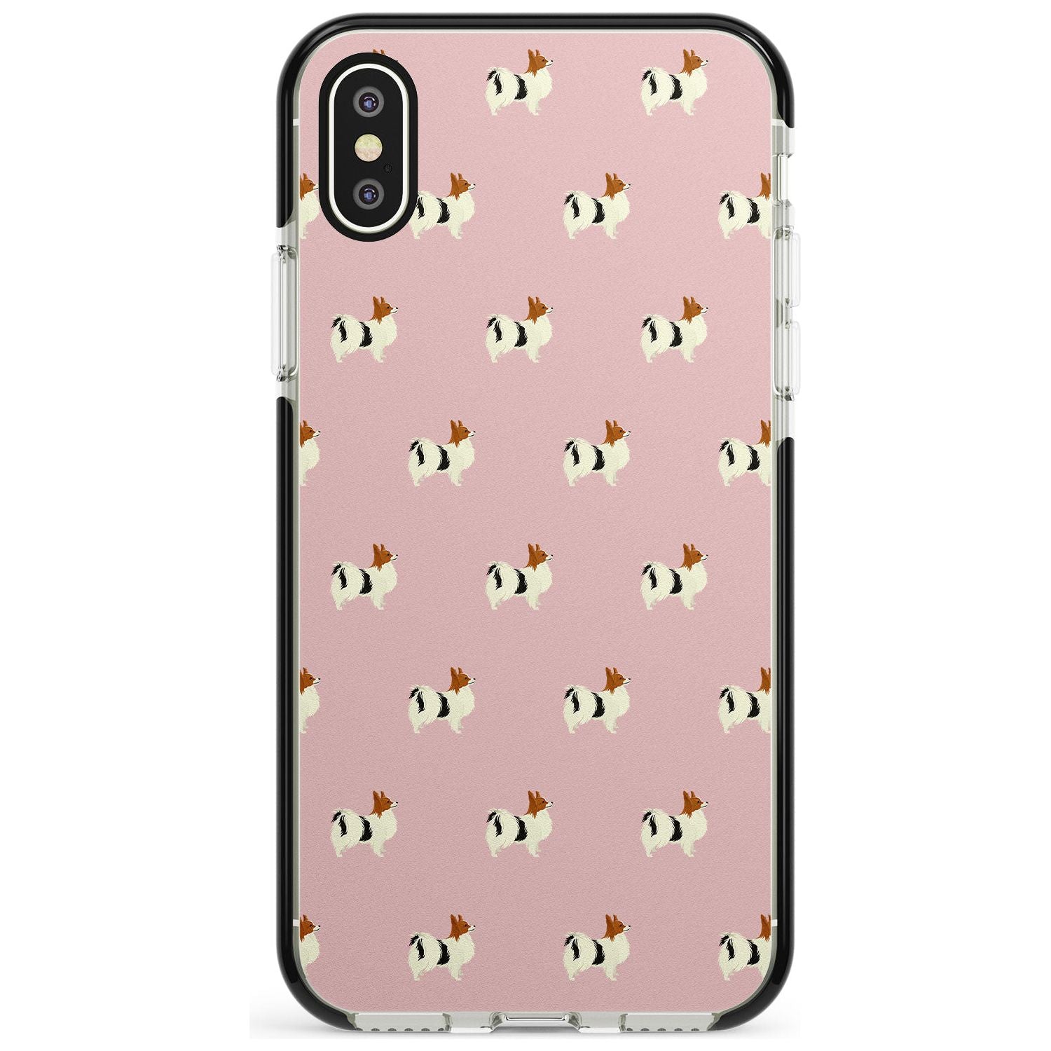 Papillon Dog Pattern Black Impact Phone Case for iPhone X XS Max XR