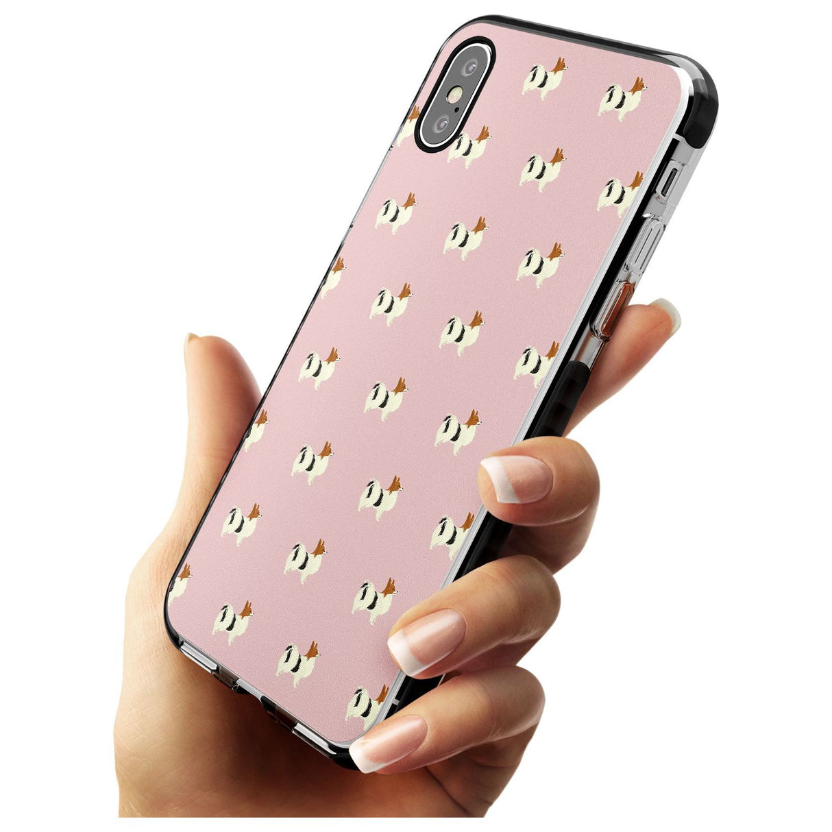 Papillon Dog Pattern Black Impact Phone Case for iPhone X XS Max XR