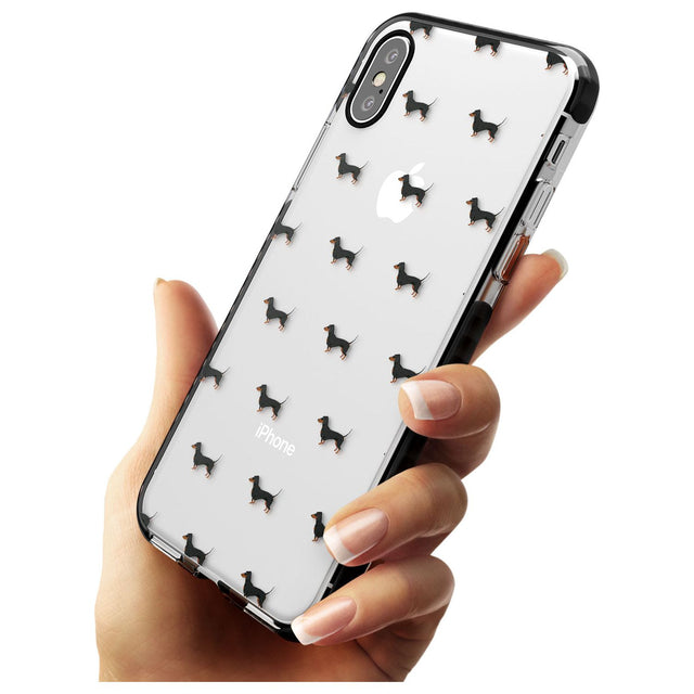Dachshund Dog Pattern Clear Black Impact Phone Case for iPhone X XS Max XR