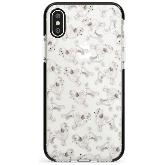 Poodle (White) Watercolour Dog Pattern Black Impact Phone Case for iPhone X XS Max XR