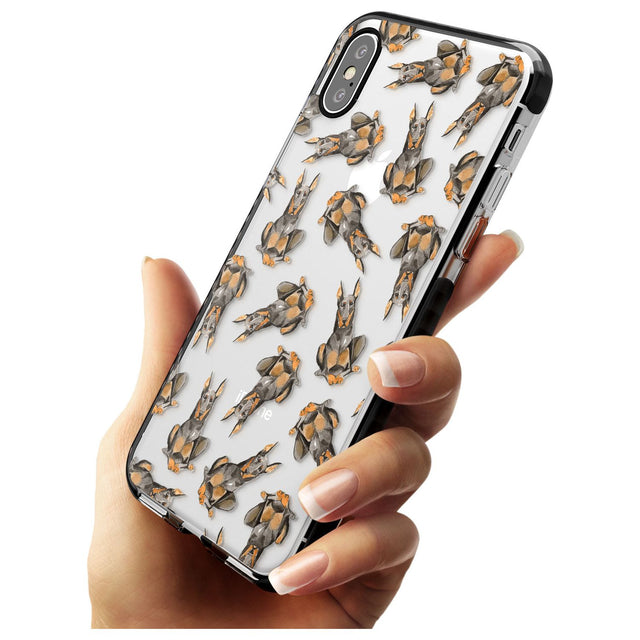 Doberman (Cropped) Watercolour Dog Pattern Black Impact Phone Case for iPhone X XS Max XR
