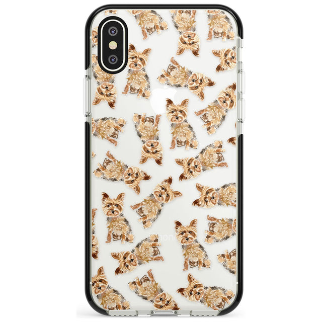 Yorkshire Terrier Watercolour Dog Pattern Black Impact Phone Case for iPhone X XS Max XR