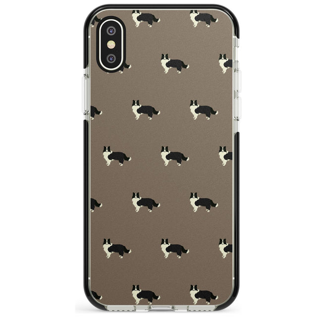 Border Collie Dog Pattern Black Impact Phone Case for iPhone X XS Max XR