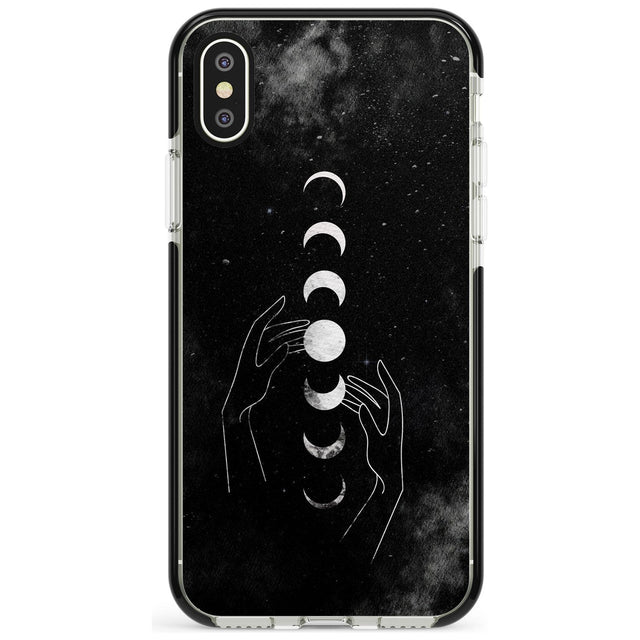 Moon Phases and Hands Black Impact Phone Case for iPhone X XS Max XR