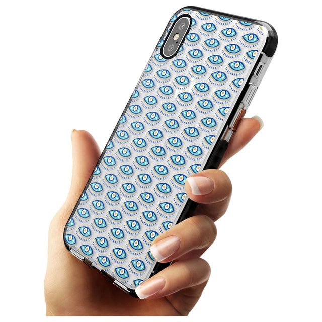 Eyes & Crosses (Clear) Psychedelic Eyes Pattern Black Impact Phone Case for iPhone X XS Max XR
