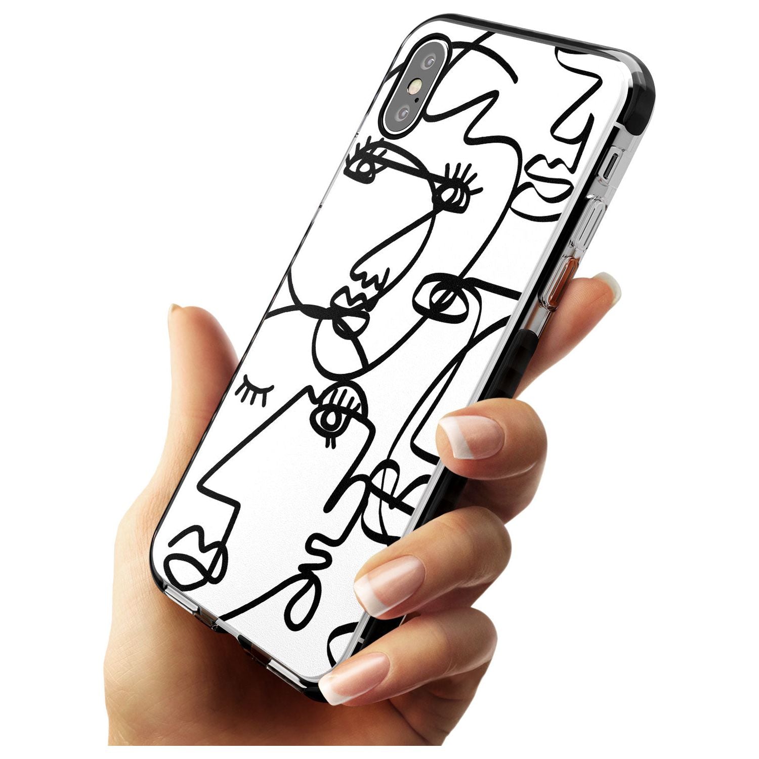 Continuous Line Faces: Black on White Pink Fade Impact Phone Case for iPhone X XS Max XR