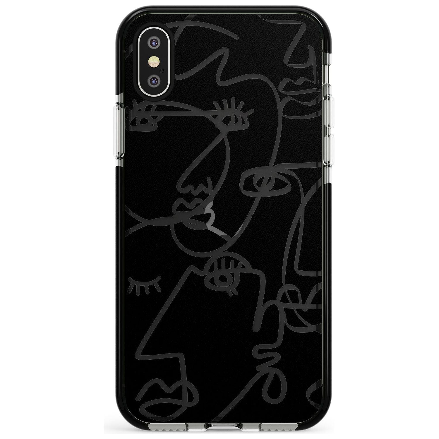 Continuous Line Faces: Clear on Black Pink Fade Impact Phone Case for iPhone X XS Max XR