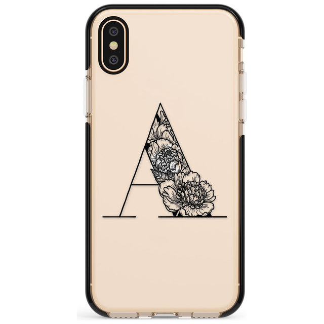 Floral Monogram Letter Pink Fade Impact Phone Case for iPhone X XS Max XR