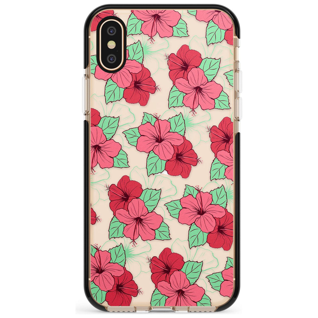 Pink Peony Black Impact Phone Case for iPhone X XS Max XR