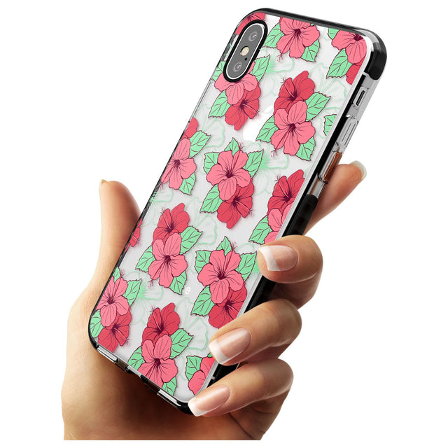 Pink Peony Black Impact Phone Case for iPhone X XS Max XR