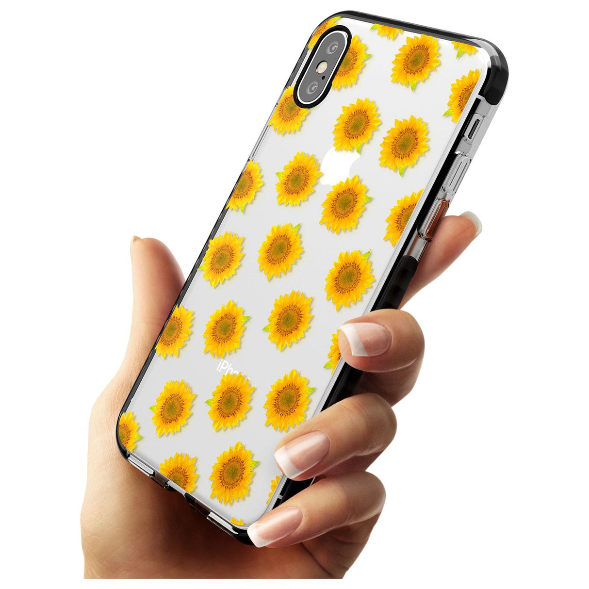 Sunflowers Transparent Pattern Black Impact Phone Case for iPhone X XS Max XR