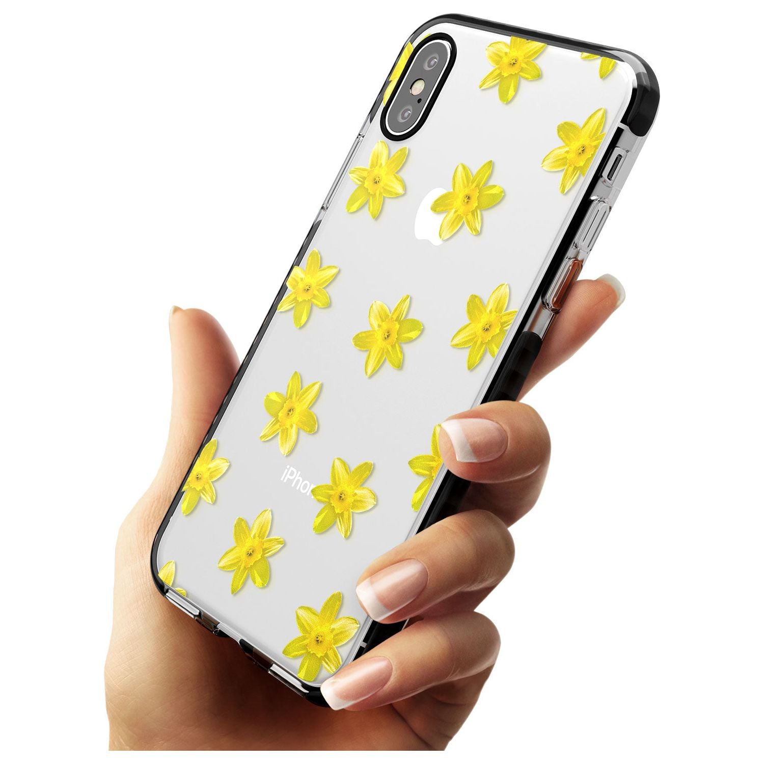 Daffodils Transparent Pattern Black Impact Phone Case for iPhone X XS Max XR