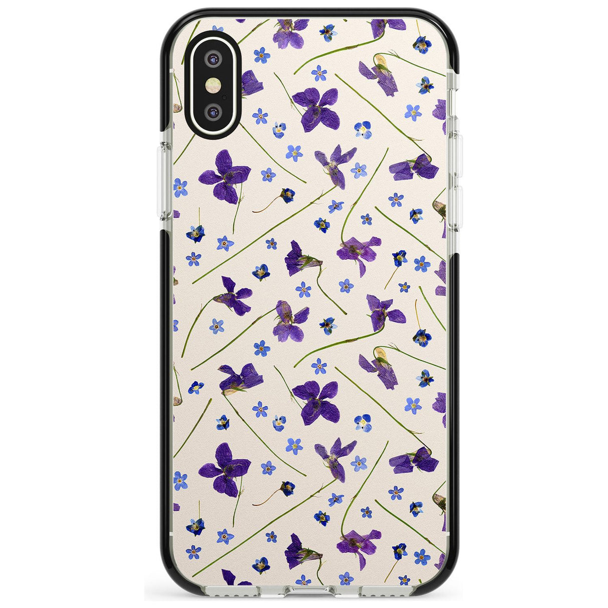 Violet Floral Pattern Design - Cream Black Impact Phone Case for iPhone X XS Max XR