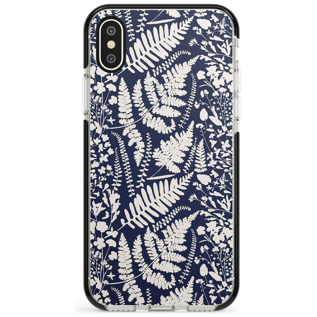 Wildflowers and Ferns on Navy Black Impact Phone Case for iPhone X XS Max XR