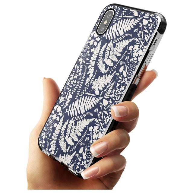 Wildflowers and Ferns on Navy Black Impact Phone Case for iPhone X XS Max XR