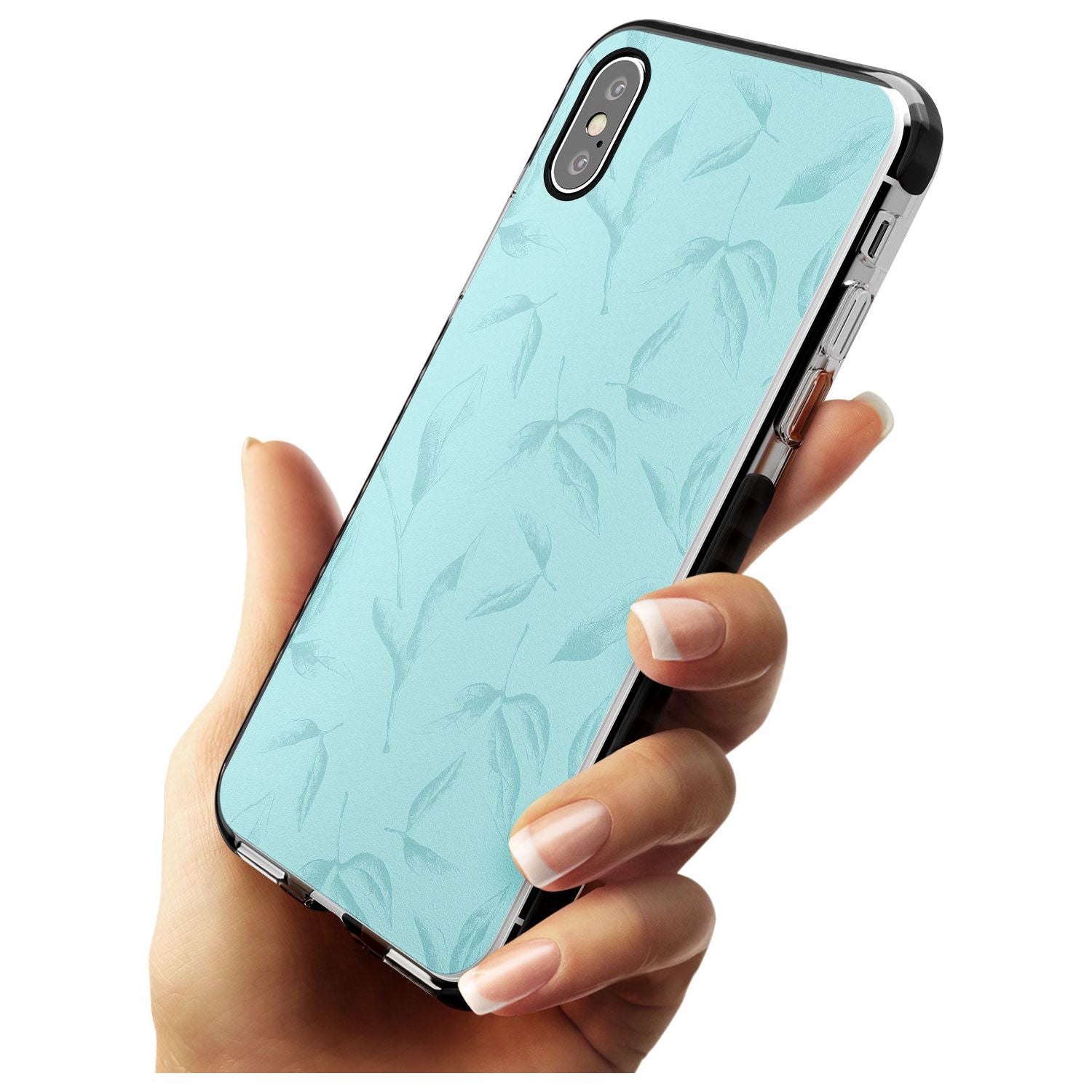 Blue Leaves Vintage Botanical Black Impact Phone Case for iPhone X XS Max XR