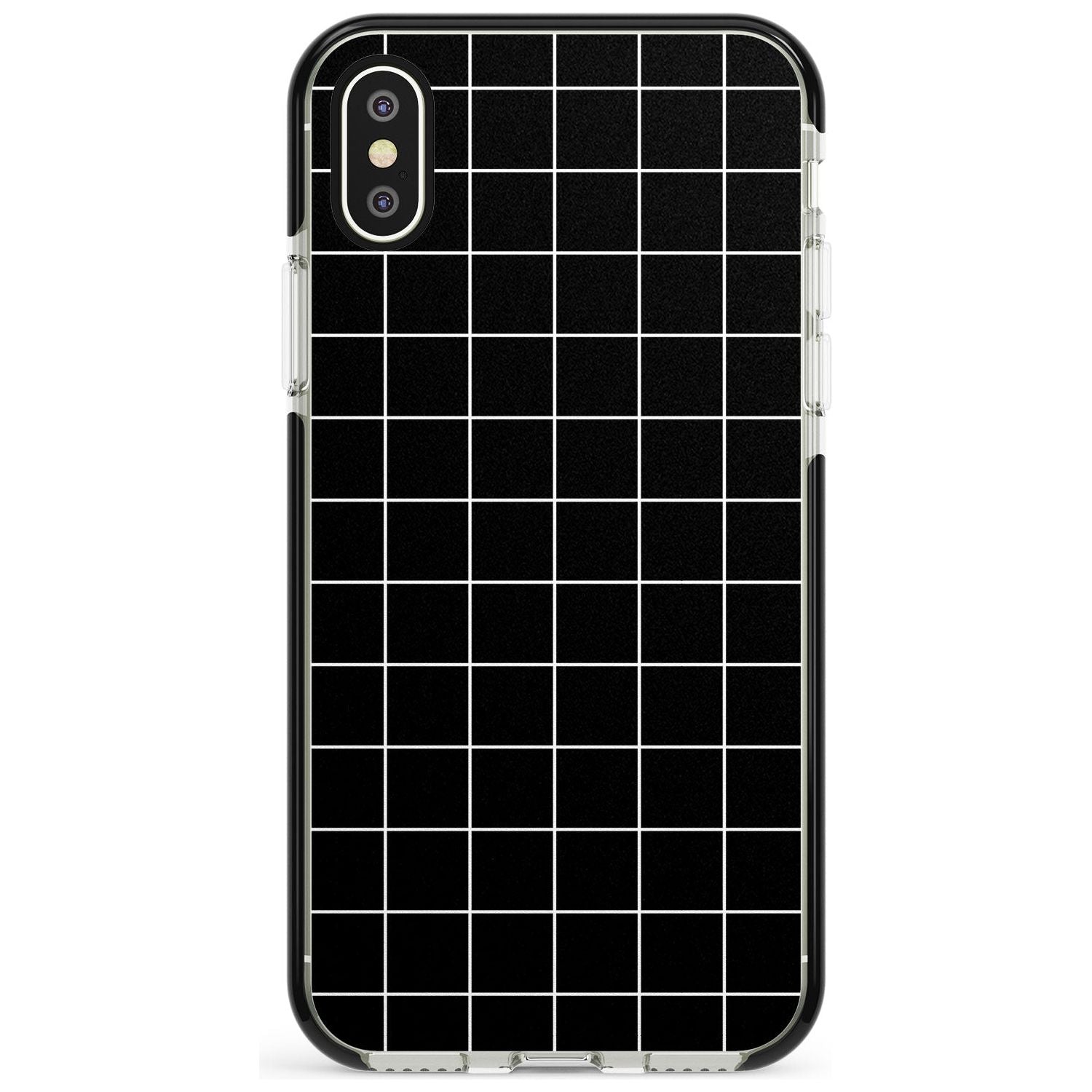 Simplistic Large Grid Pattern Black Black Impact Phone Case for iPhone X XS Max XR