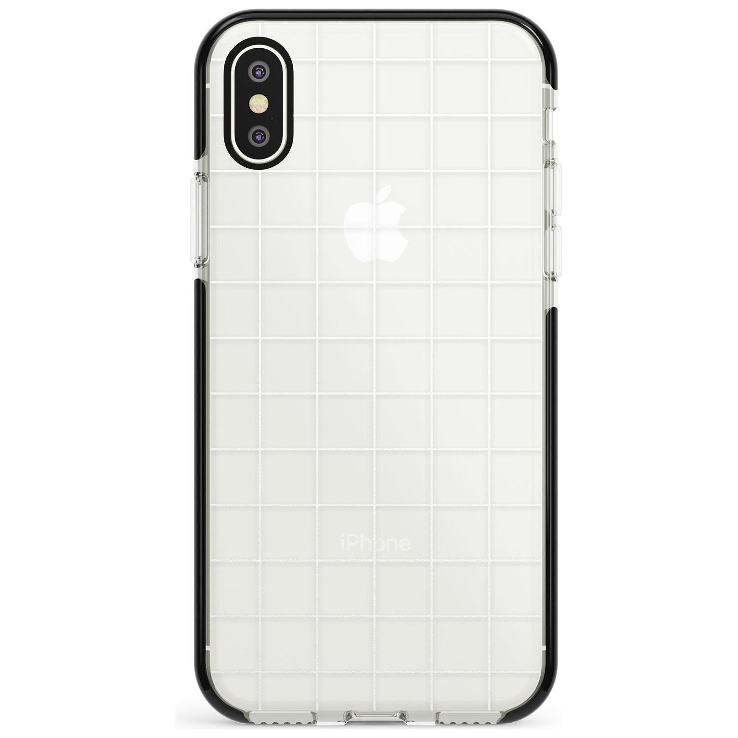 Simplistic Large Grid Pattern White (Transparent) Black Impact Phone Case for iPhone X XS Max XR