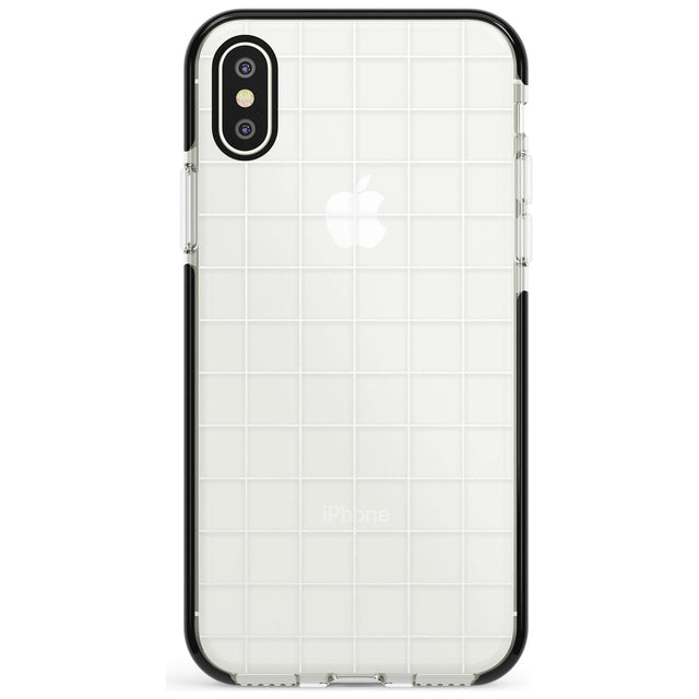 Simplistic Large Grid Pattern White (Transparent) Black Impact Phone Case for iPhone X XS Max XR
