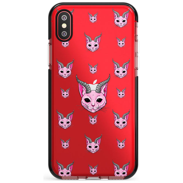 Demon Cat Pattern Black Impact Phone Case for iPhone X XS Max XR