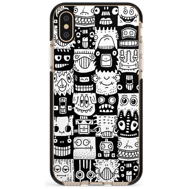 Checkerboard Heads Black Impact Phone Case for iPhone X XS Max XR