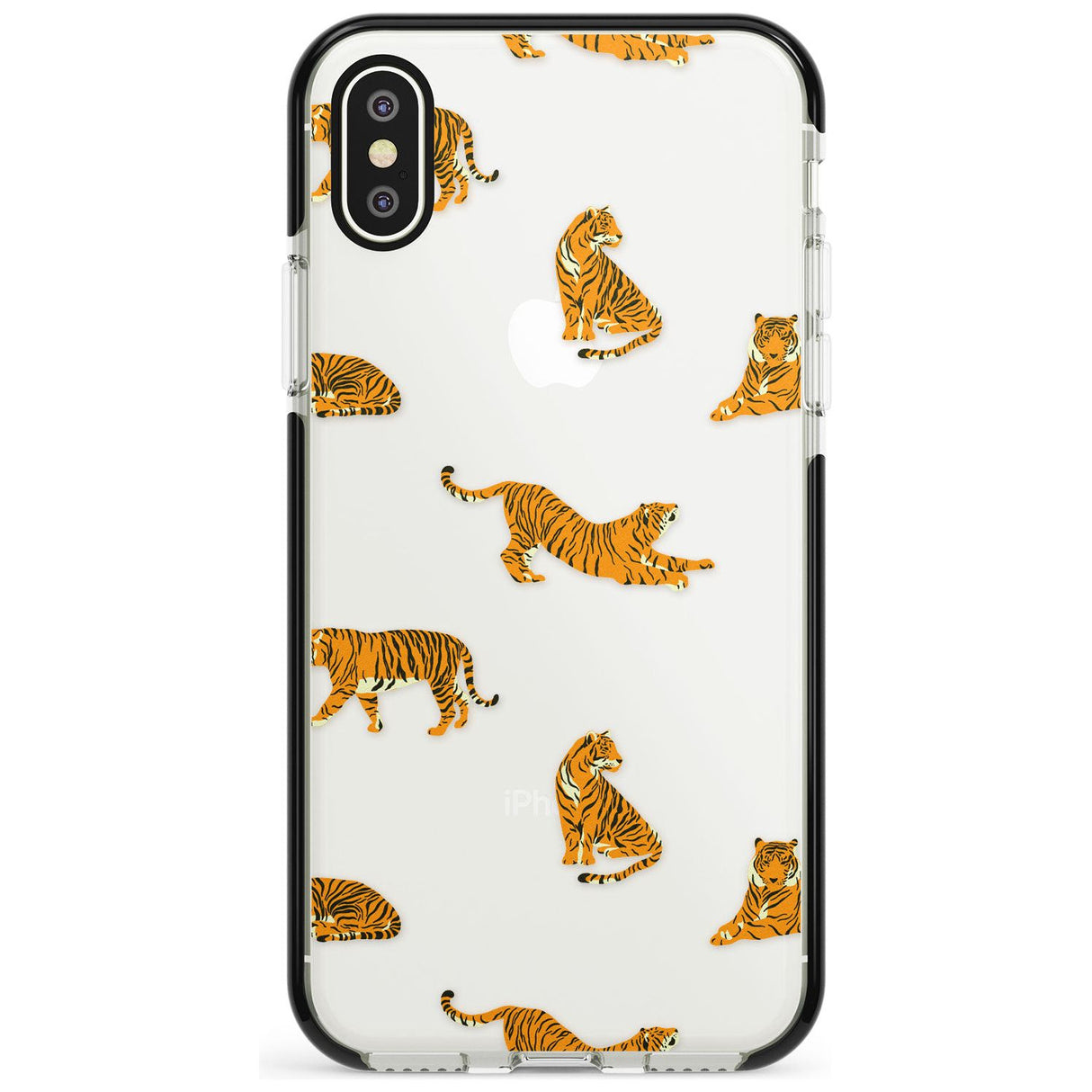 Clear Tiger Jungle Cat Pattern Black Impact Phone Case for iPhone X XS Max XR