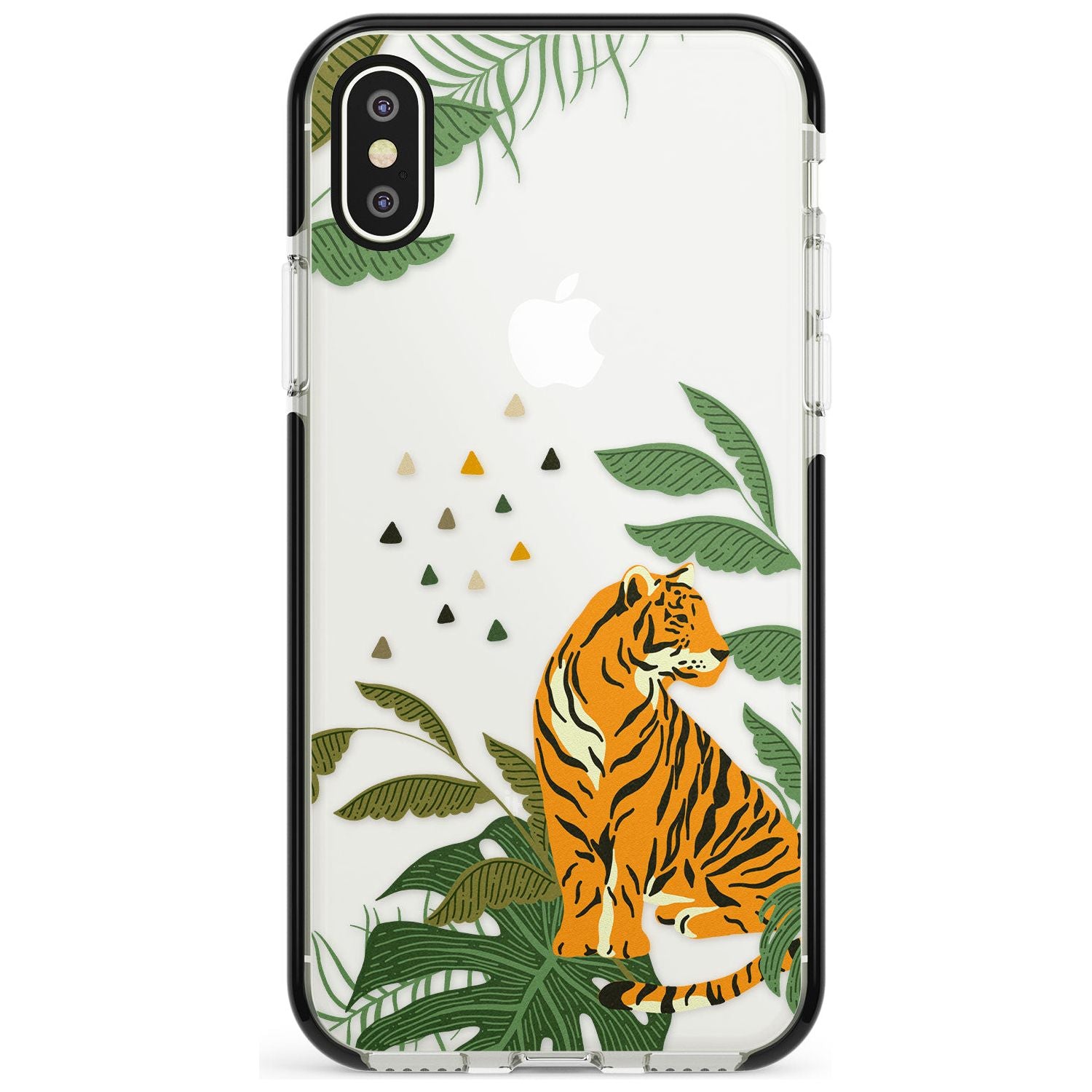 Large Tiger Clear Jungle Cat Pattern Black Impact Phone Case for iPhone X XS Max XR