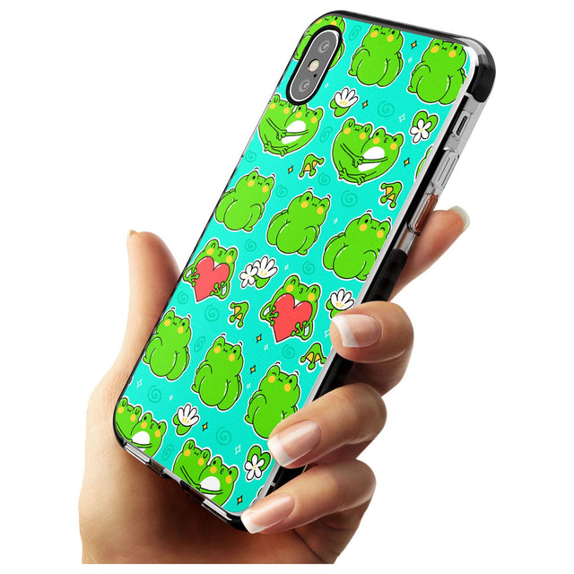 Frog Booty Kawaii Pattern Black Impact Phone Case for iPhone X XS Max XR