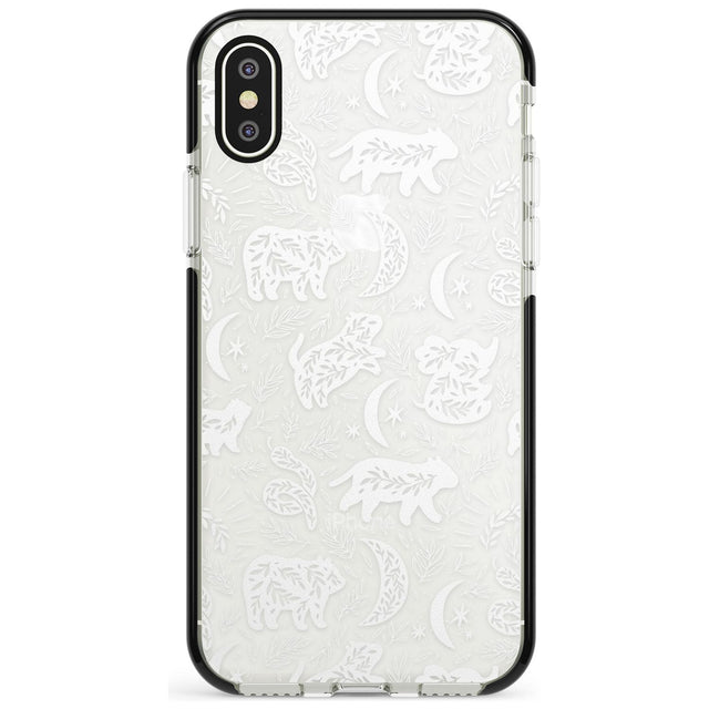 Forest Animal Silhouettes: White/Clear Phone Case iPhone X / iPhone XS / Black Impact Case,iPhone XR / Black Impact Case,iPhone XS MAX / Black Impact Case Blanc Space