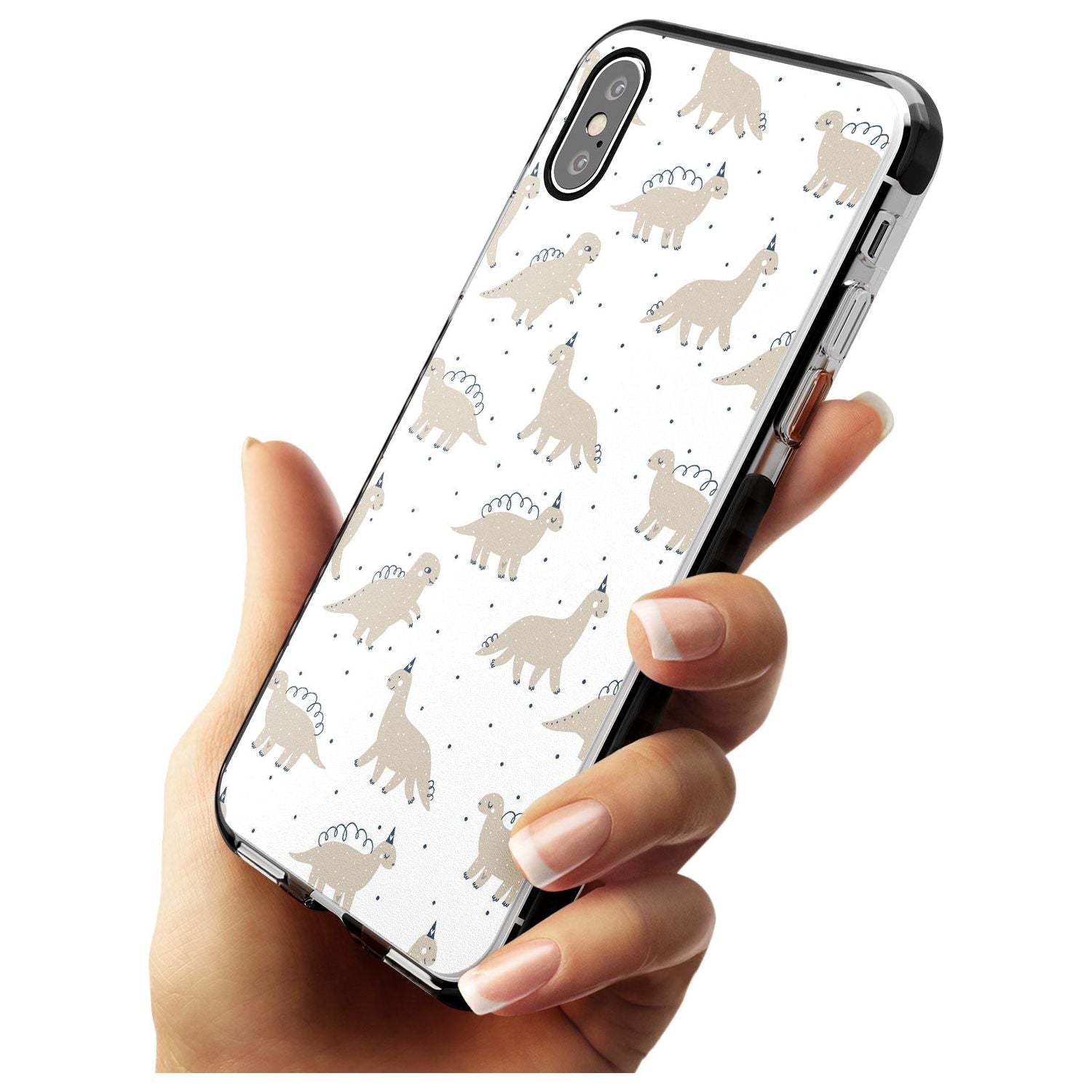 Adorable Dinosaurs Pattern Black Impact Phone Case for iPhone X XS Max XR