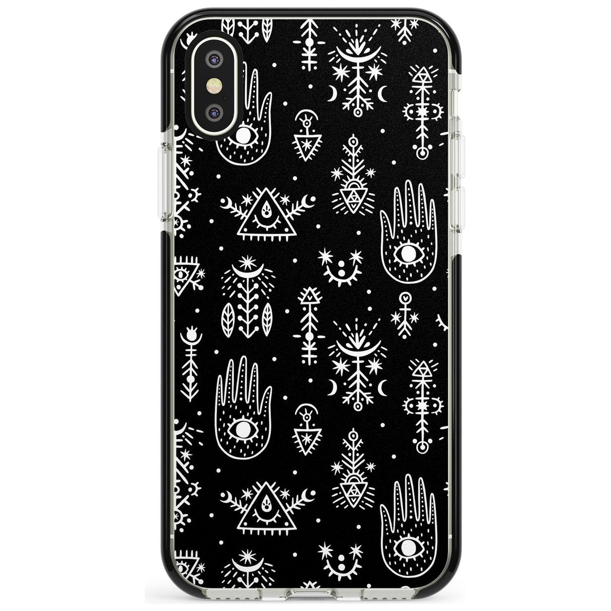 Tribal Palms - White on Black Black Impact Phone Case for iPhone X XS Max XR