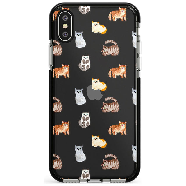 Cute Cat Pattern - Clear Pink Fade Impact Phone Case for iPhone X XS Max XR