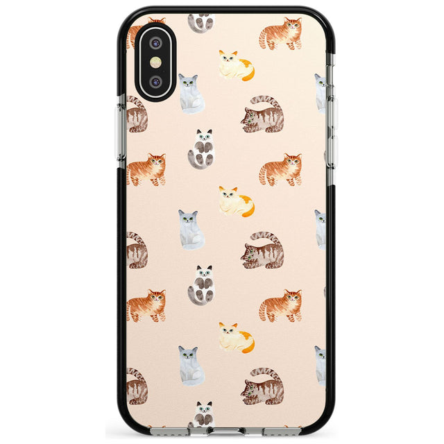 Cute Cat Pattern Pink Fade Impact Phone Case for iPhone X XS Max XR
