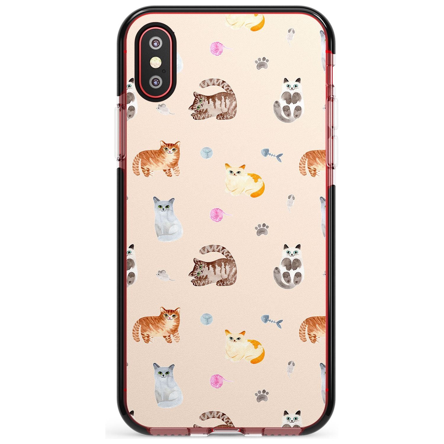 Cats with Toys Pink Fade Impact Phone Case for iPhone X XS Max XR