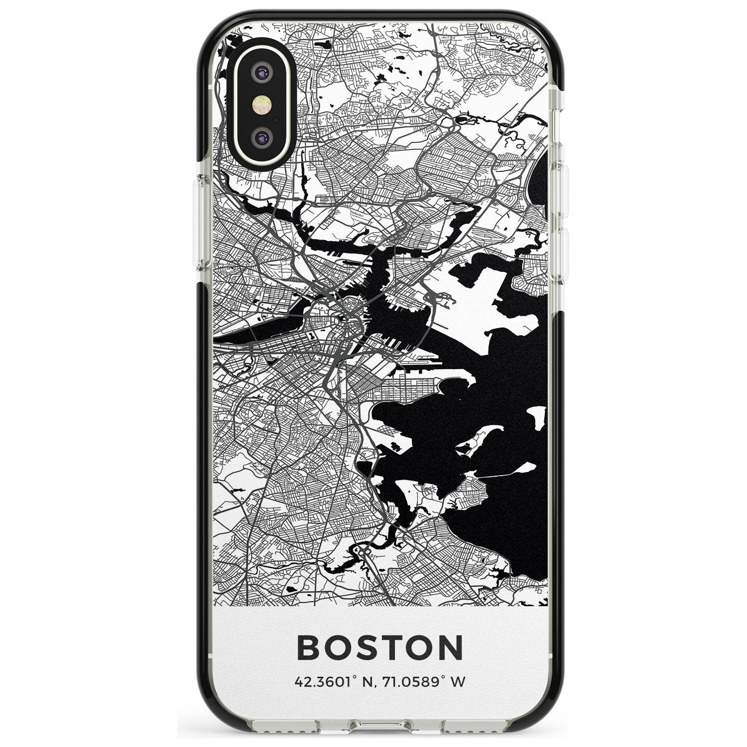 Map of Boston, Massachusetts Black Impact Phone Case for iPhone X XS Max XR