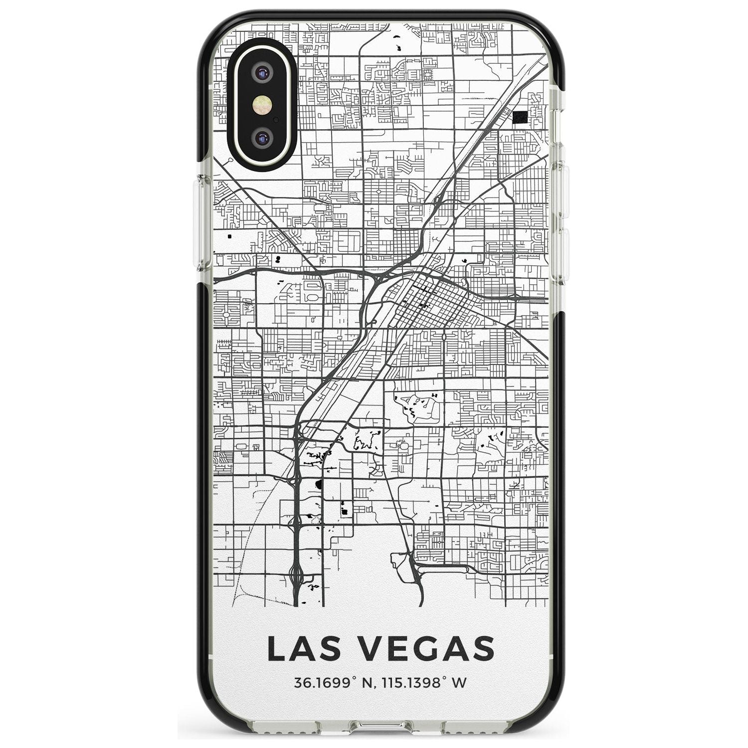 Map of Las Vegas, Nevada Black Impact Phone Case for iPhone X XS Max XR