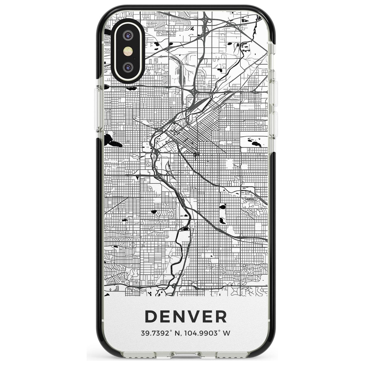 Map of Denver, Colorado Black Impact Phone Case for iPhone X XS Max XR