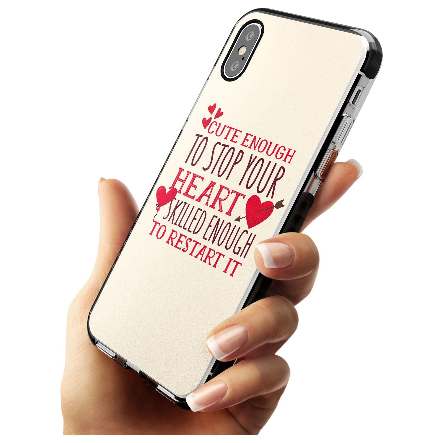 Medical Design Cute Enough to Stop Your Heart Black Impact Phone Case for iPhone X XS Max XR