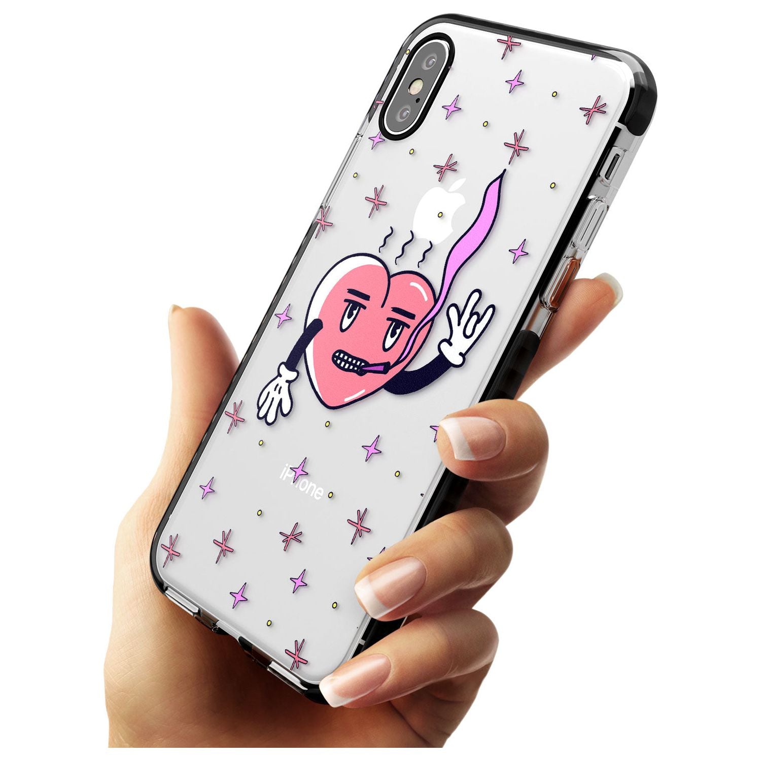 Rock n Roll Heart (Clear) Black Impact Phone Case for iPhone X XS Max XR
