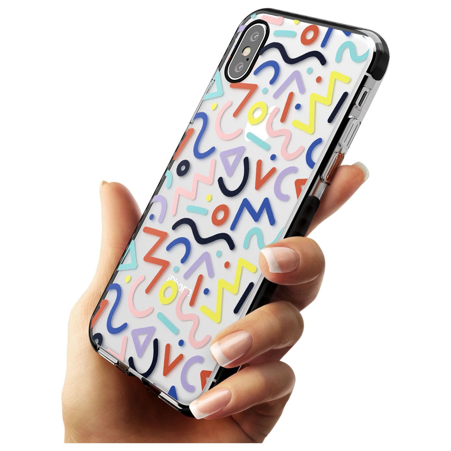 Colourful Squiggles Memphis Retro Pattern Design Black Impact Phone Case for iPhone X XS Max XR