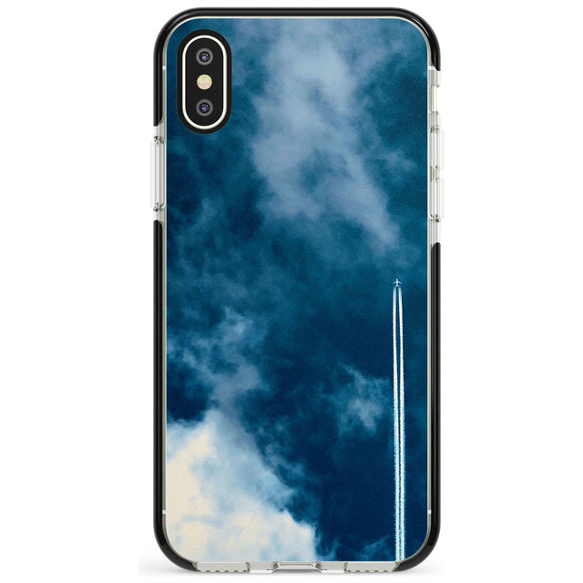 Plane in Cloudy Sky Photograph Black Impact Phone Case for iPhone X XS Max XR