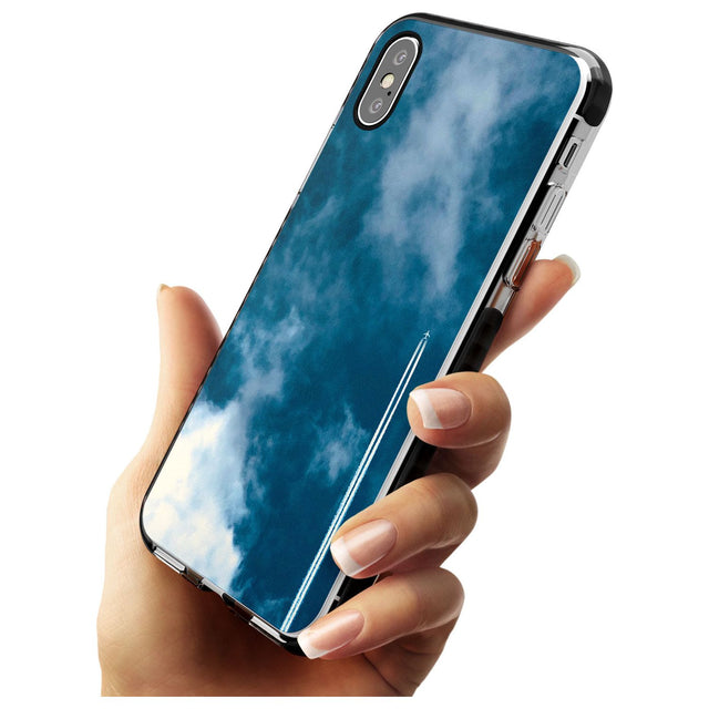 Plane in Cloudy Sky Photograph Black Impact Phone Case for iPhone X XS Max XR