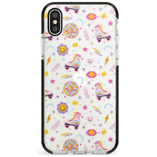 Roller Disco Pattern Black Impact Phone Case for iPhone X XS Max XR