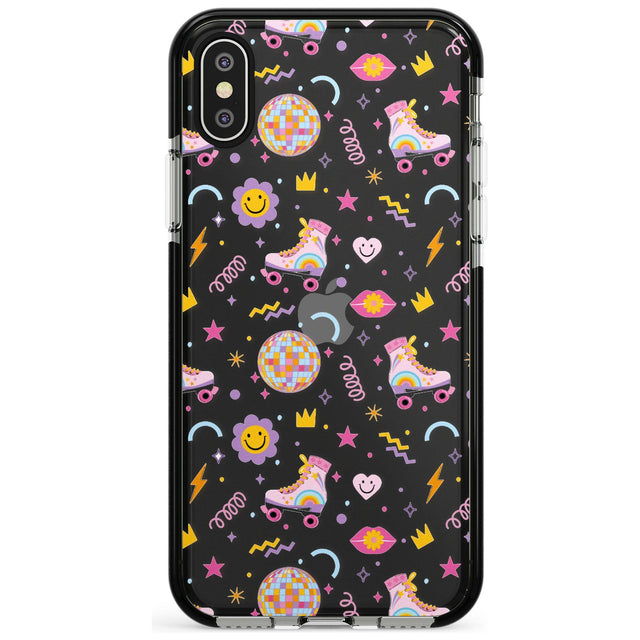 Roller Disco Pattern Black Impact Phone Case for iPhone X XS Max XR